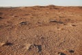 Red morrocan desert with blue empty sky Royalty Free Stock Photo