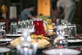 Red mors in a jug a middle eastern served table in cafe