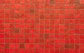 Red mosiac tile wall pattern and background Royalty Free Stock Photo