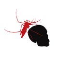 Red mosquito hold on human skull