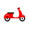 Red motor bike vector. Cut delivery scooter. Cartoon fast small retro moped Royalty Free Stock Photo