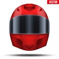 Red motor racing helmet with glass visor. Royalty Free Stock Photo