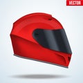 Red motor racing helmet with glass visor. Royalty Free Stock Photo