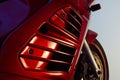 Red motorbike, front wheel and cowling Royalty Free Stock Photo