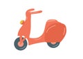 red motorbike.. scooter isolated. retro moped. hand drawn cartoon style, vector illustration. Royalty Free Stock Photo