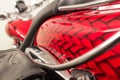 Red motorcycle detail airbrush art dragon skin theme Royalty Free Stock Photo