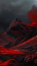 A red mountain with dark clouds and rocks Royalty Free Stock Photo
