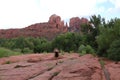 Red Mountain and a girl in the Grand Canyon National Park Arizona USA Royalty Free Stock Photo