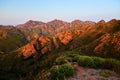 The Red mountains of Chifeng city sunset landscape