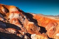 Red mountains in Kyzyl-Chin valley, Altai, Siberia, Russia Royalty Free Stock Photo