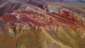 The red mountains look like a Martian landscape. Aerial