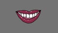 Red mouth, smile with healthy teeth, illustration