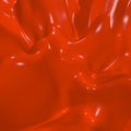 Red movement plastic background with bulges wave surface. Smooth relief curves forms. 3D rendering
