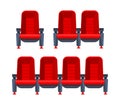 Red movie theater seats for comfortable watching film. Cinema chair. Vector illustration Royalty Free Stock Photo