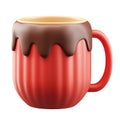 Red Mug With Chocolate Drip Design. Unique And Playful Beverage Container For Hot Drinks Isolated On Transparent Royalty Free Stock Photo