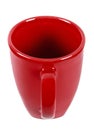 RED MUG WITH HAND IN WHITE BACKGROUND Royalty Free Stock Photo