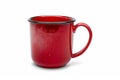 Red mug isolated on white background, captured in close up Royalty Free Stock Photo