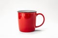 Red mug isolated on white background, captured in close up Royalty Free Stock Photo