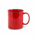 Red mug isolated on white background, captured in close up Royalty Free Stock Photo
