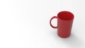 Red mug mock up isolated on light white background. Cup 3D illustration render Royalty Free Stock Photo