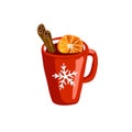 Red mug with mulled wine icon isolated on white Royalty Free Stock Photo