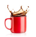 red mug with a splash of coffee Royalty Free Stock Photo