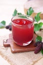 red mulberry juice on the table Royalty Free Stock Photo