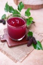 red mulberry juice on the table Royalty Free Stock Photo