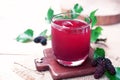 red mulberry juice on the table Royalty Free Stock Photo