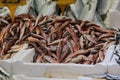 Red mullet fishes on stall to sell