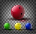 Red and multicolor Bowling Ball on transparent background. Vector illustration Royalty Free Stock Photo