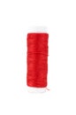 Red multicolor sewing threads on background