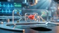 Red Muscle Tissue Sample Inside Microfluidic Chip in Laboratory Royalty Free Stock Photo