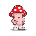 Red mushroom character cute vector cartoon Royalty Free Stock Photo