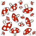 Red mushroom in simple drawing style illustration. Fruits concept object Royalty Free Stock Photo