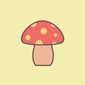 Red mushroom vector icon. Cartoon red mushrooms on the grass isolated on white background. Forest poison mushroom. Amanita in flat Royalty Free Stock Photo