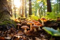Red mushroom wood season forest fungi autumn closeup fungus grass nature