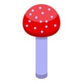 Red mushrooms icon isometric vector. Forest toxic fungi.