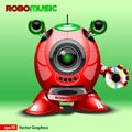 Red Music Robot with Loudspeakers