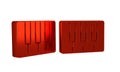 Red Music synthesizer icon isolated on transparent background. Electronic piano.