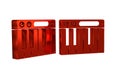 Red Music synthesizer icon isolated on transparent background. Electronic piano.