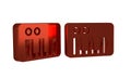 Red Music synthesizer icon isolated on transparent background. Electronic piano.