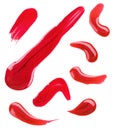 Red nail polish (enamel) drops sample Royalty Free Stock Photo