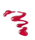 Red nail polish enamel drops sample. Royalty Free Stock Photo