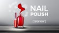Red Nail Polish Product Flask Landing Page Vector Royalty Free Stock Photo