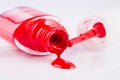 Red nail polish spilled Royalty Free Stock Photo