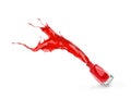 Red nail polish splash from glass bottle Royalty Free Stock Photo