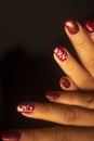 Red nail varnish nails Royalty Free Stock Photo