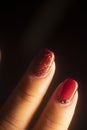 Red nail varnish nails Royalty Free Stock Photo