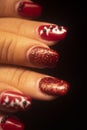 Red nail varnish nails Royalty Free Stock Photo